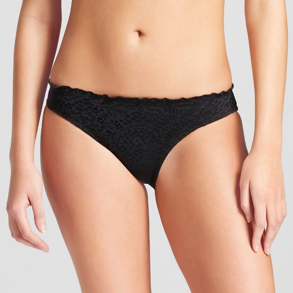 Mossimo Crochet Cheeky Swim Bikini Bottom Black S - Picture 1 of 8